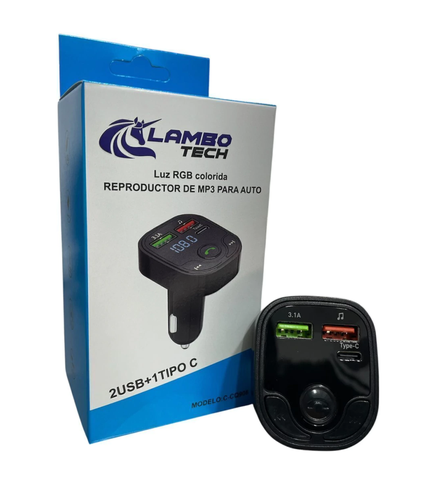 Transmisor FM Bluetooth Lambo Tech C-CQ908 - Reproductor MP3 para Auto